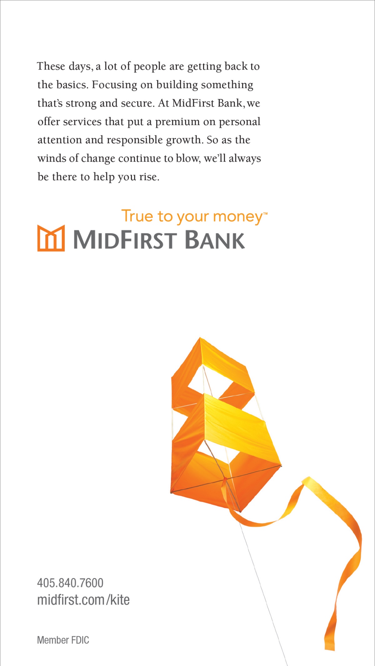 MidFirst Bank "Kite" True To Your Money Print Ad | RIESTER Advertising Agency Image of MidFirst Bank print ad