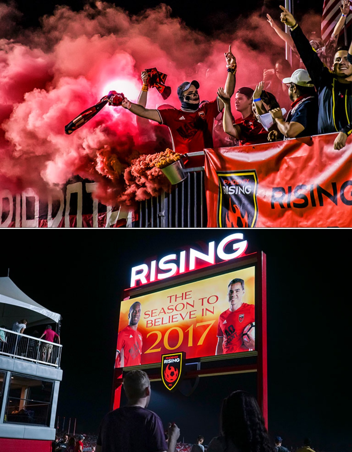 Montage of Phoenix Rising FC signage
